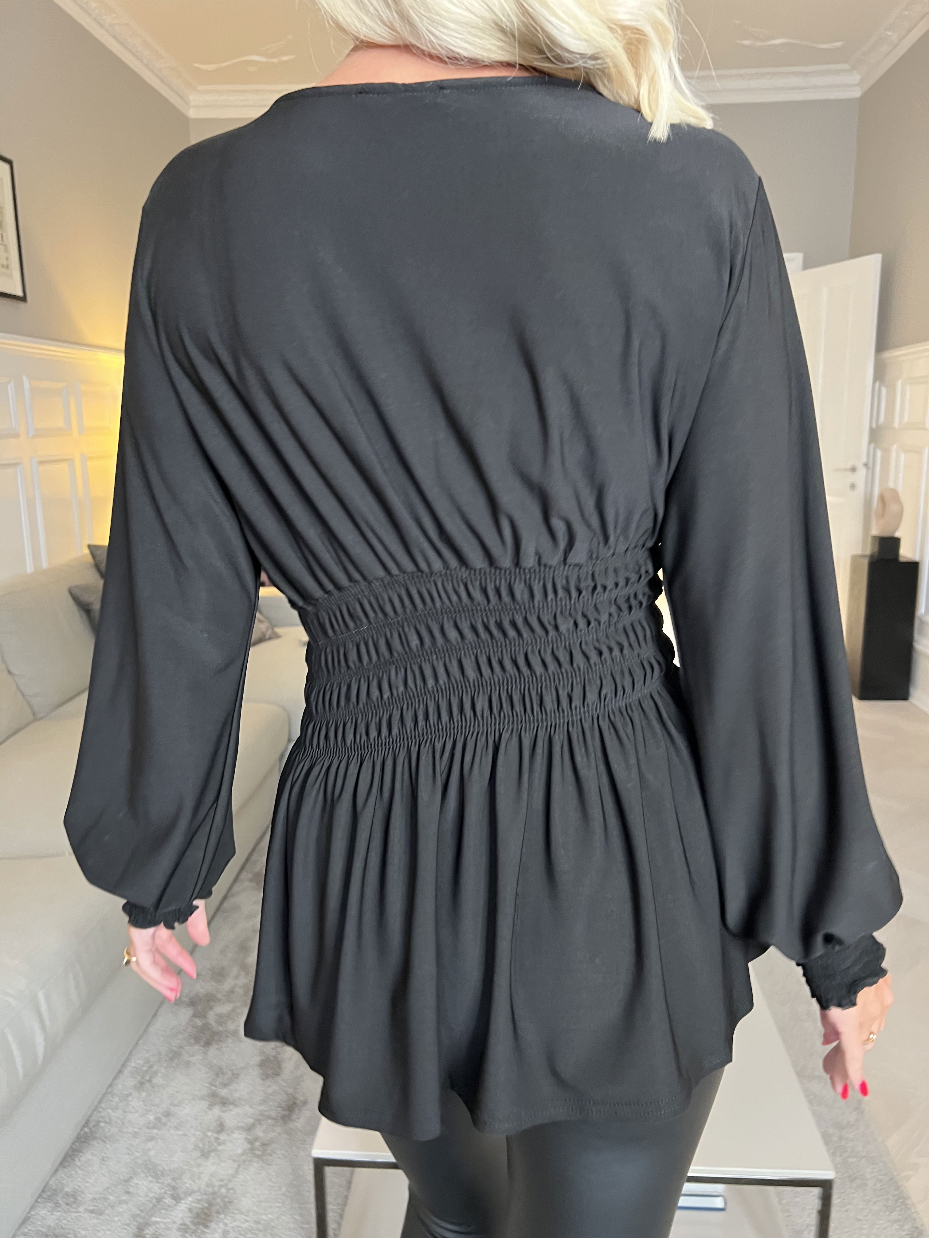 Pams Plain Shirt L/S - Bluse i elastisk stof med lange ærmer